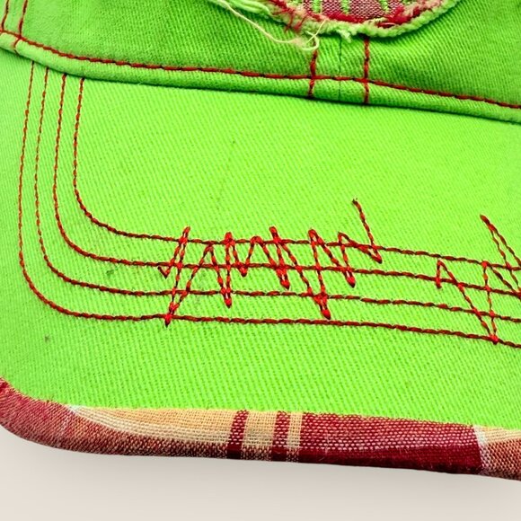 Silver Dollar City Green Distressed Baseball Cap Red Plaid Details Child Size - Picture 8 of 8